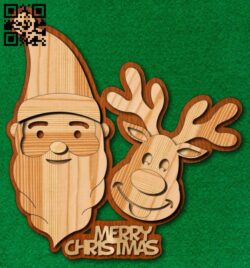 Santa and reindeer E0015319 file cdr and dxf free vector download for laser cut plasma