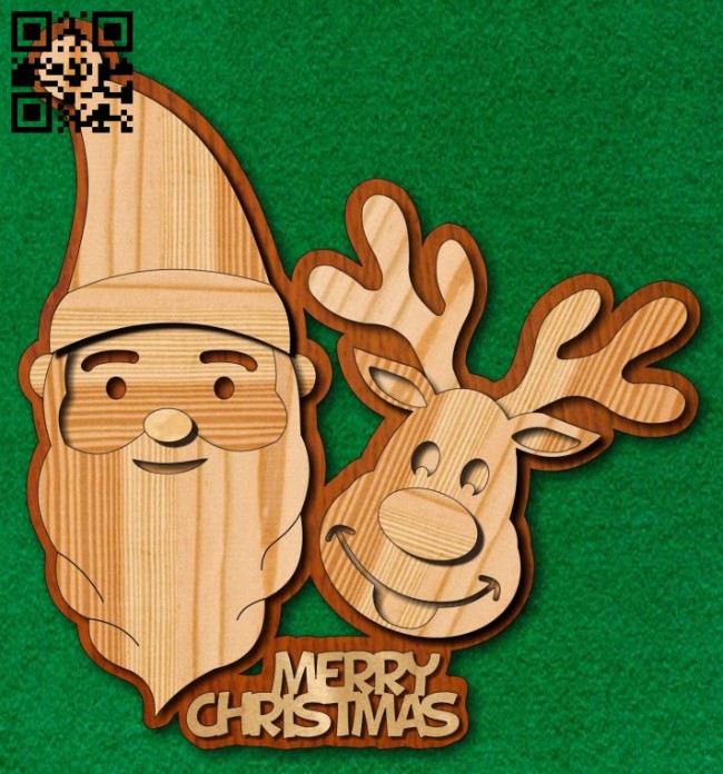 Santa and reindeer E0015319 file cdr and dxf free vector download for laser cut