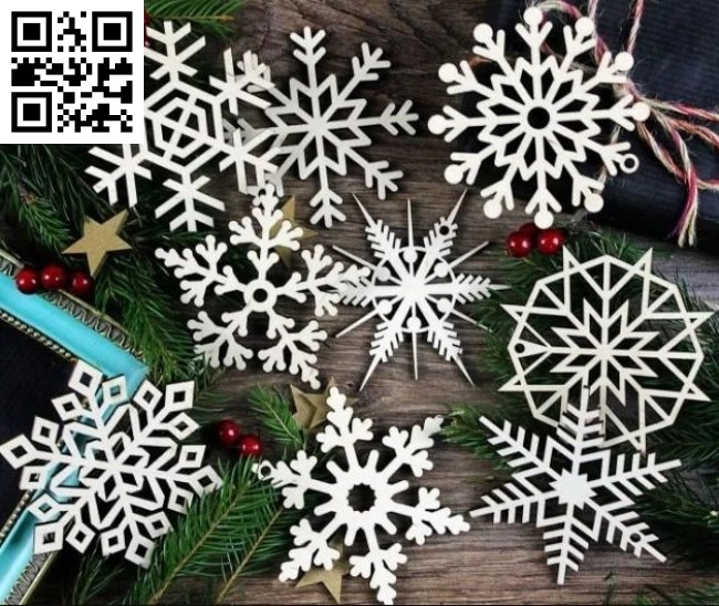 Snowflake E0015307 file cdr and dxf free vector download for laser cut