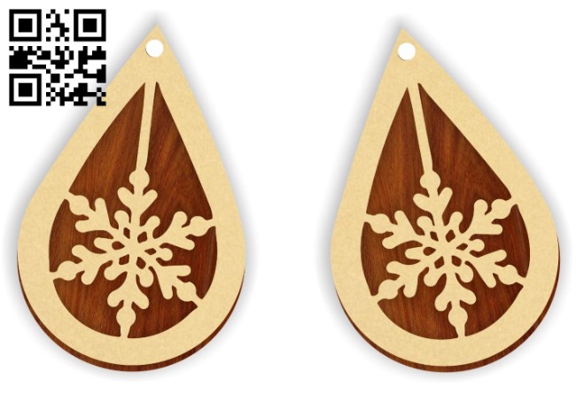Snowflake earring E0015324 file cdr and dxf free vector download for laser cut plasma