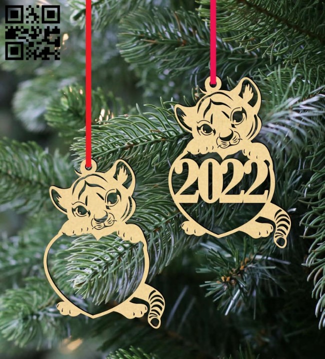 Tiger Christmas decor E0015342 file cdr and dxf free vector download for laser cut plasma