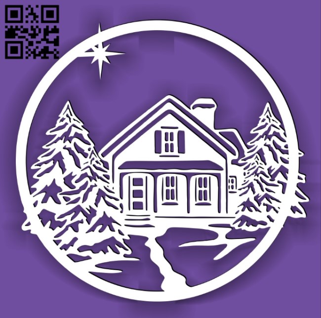 Winter scene Christmas E0015241 file cdr and dxf free vector download for laser cut plasma
