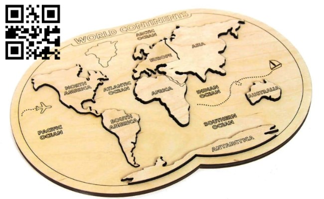 World map E0015362 file cdr and dxf free vector download for laser cut