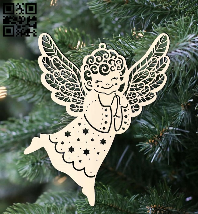 Angel Christmas tree decor E0015584 file cdr and dxf free vector download for laser cut plasma