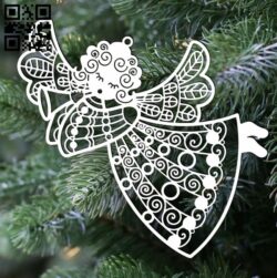 Angel Christmas tree decor E0015599 file cdr and dxf free vector download for laser cut plasma