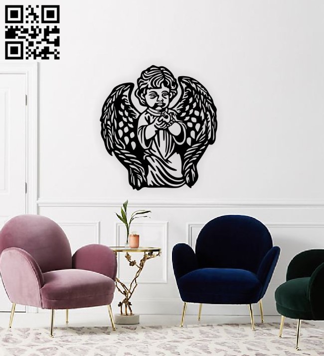 Angel wall decor E0015611 file cdr and dxf free vector download for laser cut plasma
