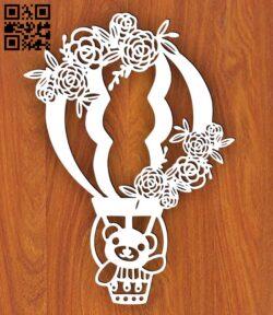 Bear with air balloon E0015543 file cdr and dxf free vector download for laser cut plasma