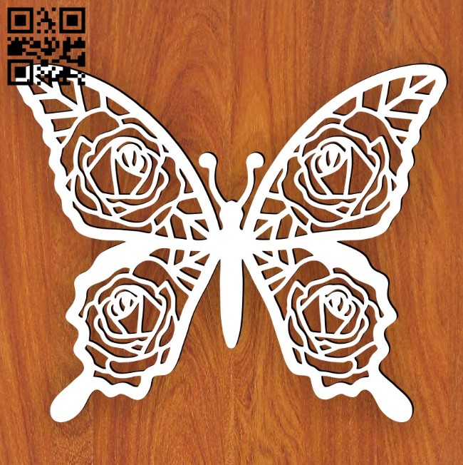 Butterfly with roses E0015465 file cdr and dxf free vector download for laser cut plasma