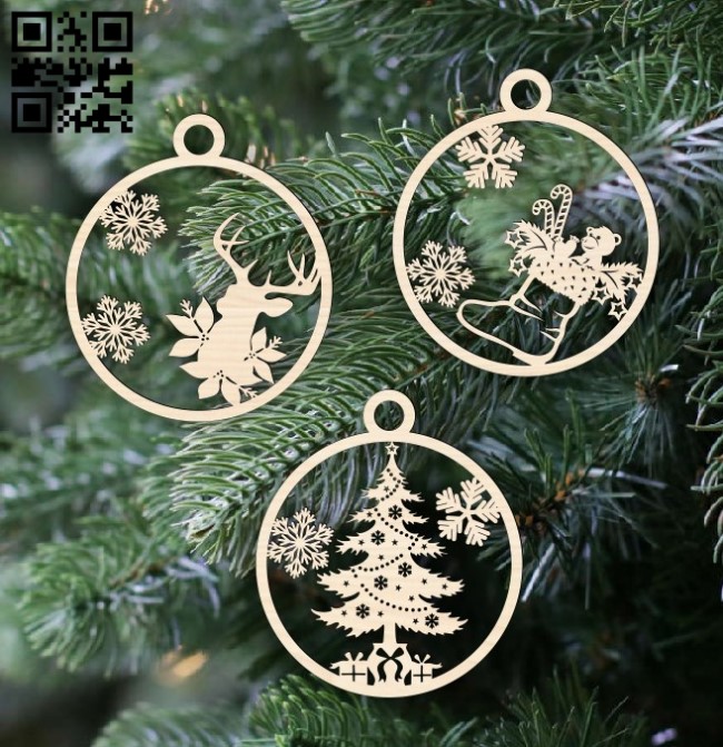 Christmas ball E0015491 file cdr and dxf free vector download for laser cut plasma