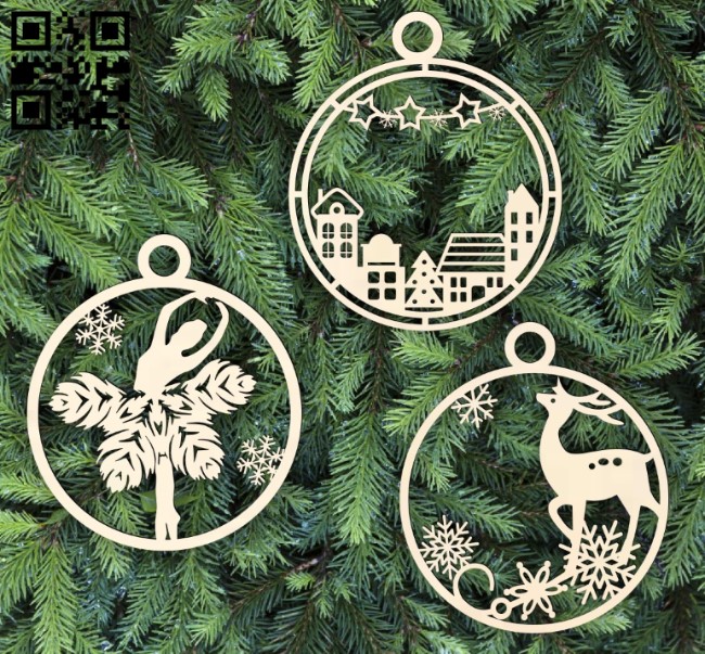 Christmas ball E0015500 file cdr and dxf free vector download for laser cut plasma
