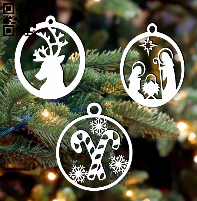 Christmas ball E0015533 file cdr and dxf free vector download for laser cut plasma
