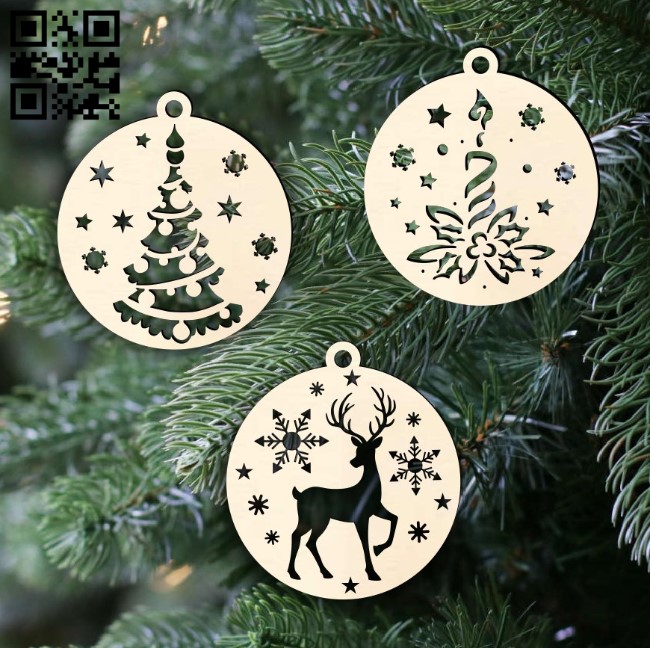 Christmas ball E0015565 file cdr and dxf free vector download for laser cut plasma