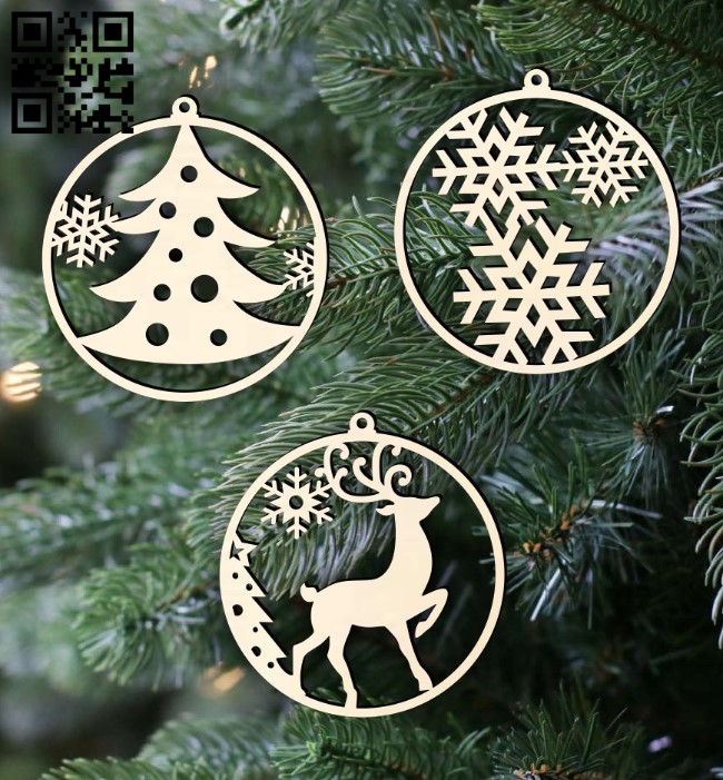 Christmas ball E0015591 file cdr and dxf free vector download for laser cut plasma