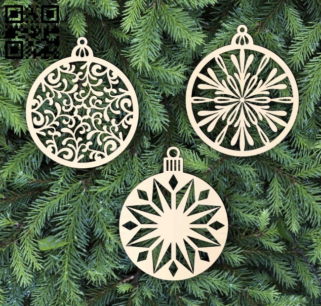 Christmas balls E0015597 file cdr and dxf free vector download for laser cut plasma