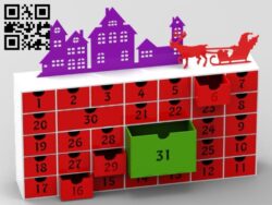Christmas calendar E0015575 file cdr and dxf free vector download for laser cut