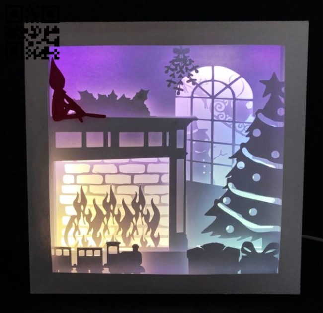 Christmas light box E0015487 file cdr and dxf free vector download for laser cut