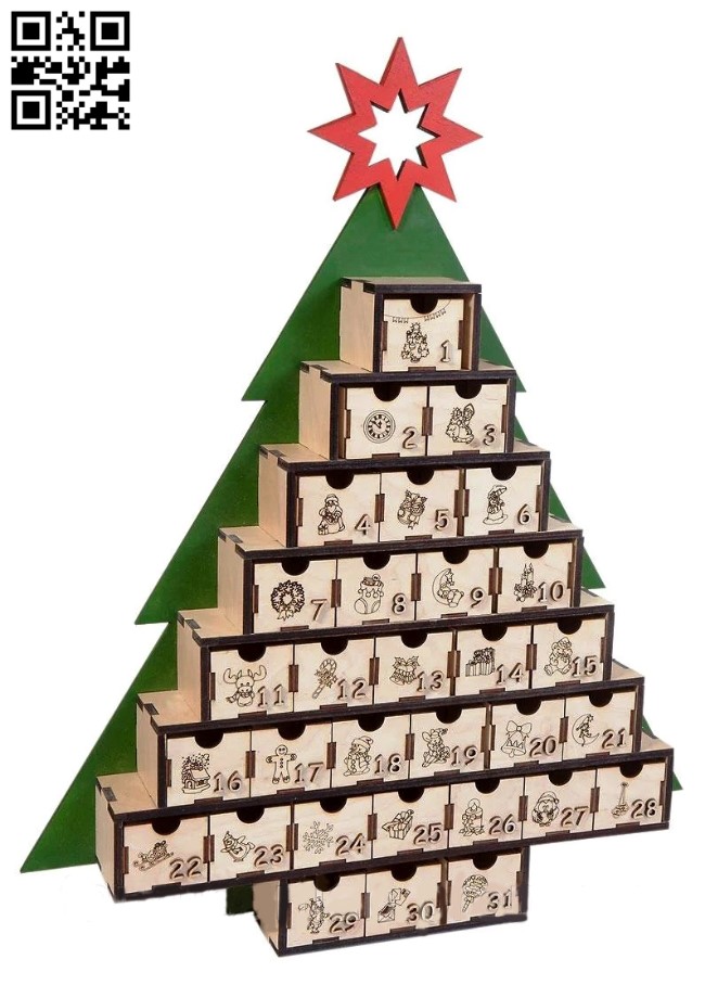 Christmas tree E0015455 file cdr and dxf free vector download for laser cut