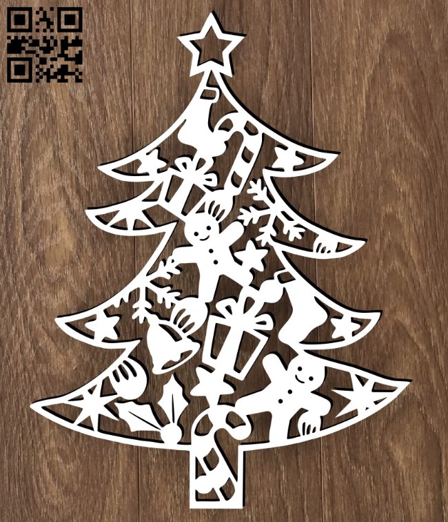 Christmas tree E0015604 file cdr and dxf free vector download for laser cut plasma