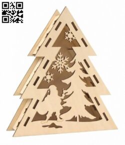 Christmas tree box E0015592 file cdr and dxf free vector download for laser cut
