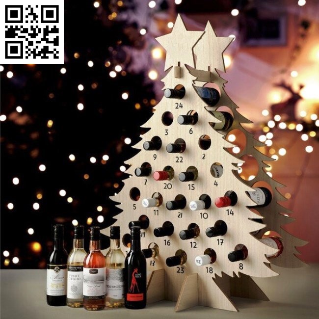 Christmas wine rack E0015525 file cdr and dxf free vector download for laser cut