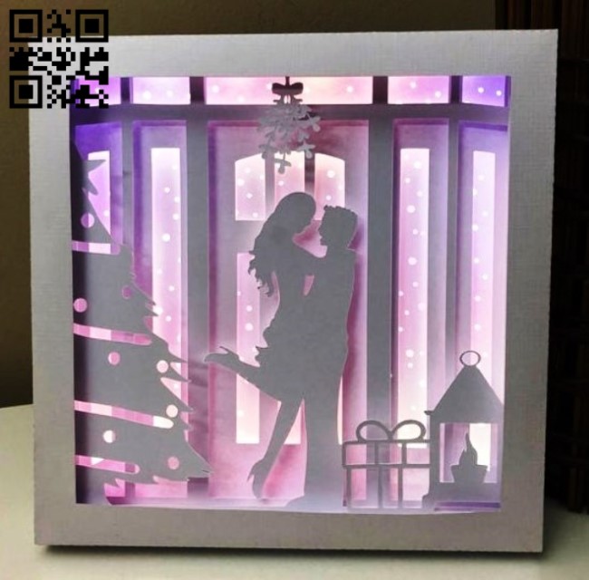Christmas with love light box E0015556 file cdr and dxf free vector download for laser cut
