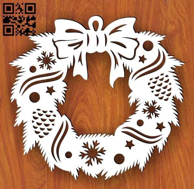Christmas wreath E0015518 file cdr and dxf free vector download for laser cut plasma