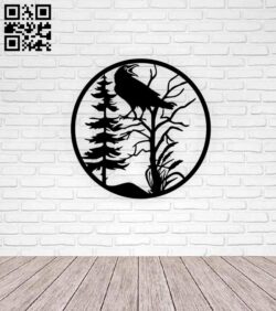 Crow on the tree E0015422 file cdr and dxf free vector download for laser cut plasma