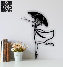 Girl with an umbrella wall decor E0015609 file cdr and dxf free vector download for laser cut plasma