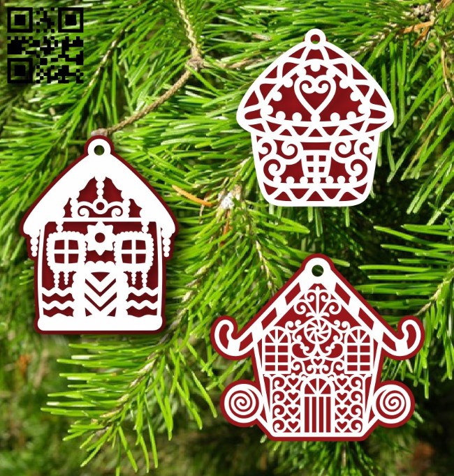 Houses Christmas E0015513 file cdr and dxf free vector download for laser cut plasma