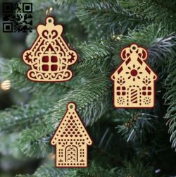 Houses Christmas toys  E0015478 file cdr and dxf free vector download for laser cut