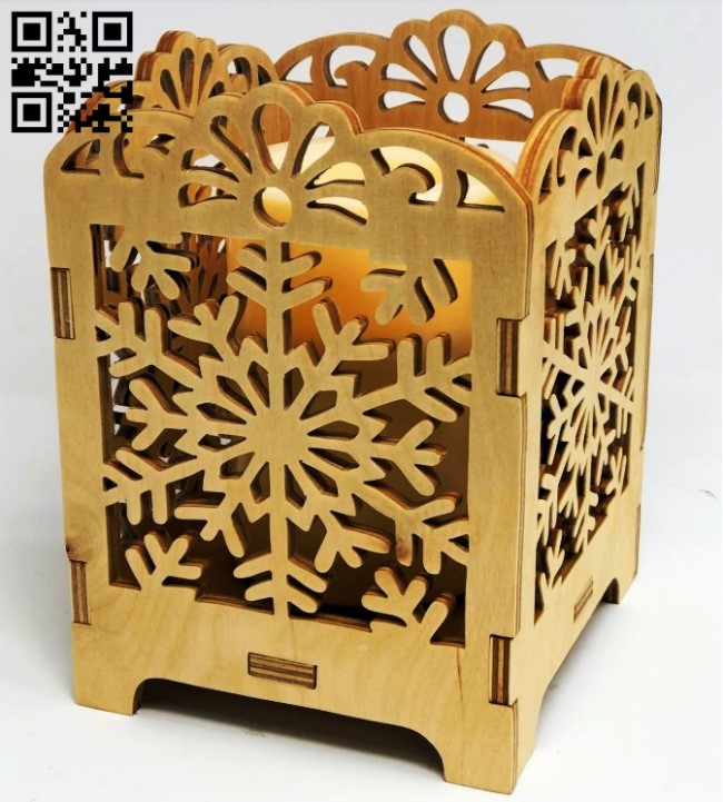 Snowflakes candle holder E0015432 file cdr and dxf free vector download for laser cut