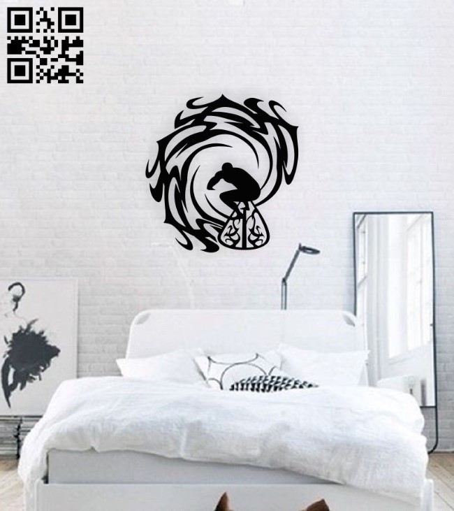 Surfer wall decor E0015595 file cdr and dxf free vector download for laser cut plasma