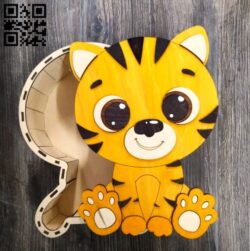 Tiger box E0015449 file cdr and dxf free vector download for laser cut