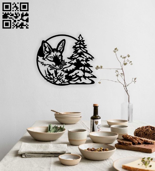 Wild fox scene wall decor E0015610 file cdr and dxf free vector download for laser cut plasma
