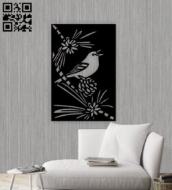 Bird on a tree branch E0015625 file cdr and dxf free vector download for laser cut plasma