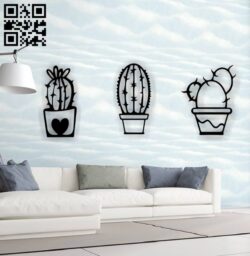 Cactus wall decor E0015619 file cdr and dxf free vector download for laser cut plasma