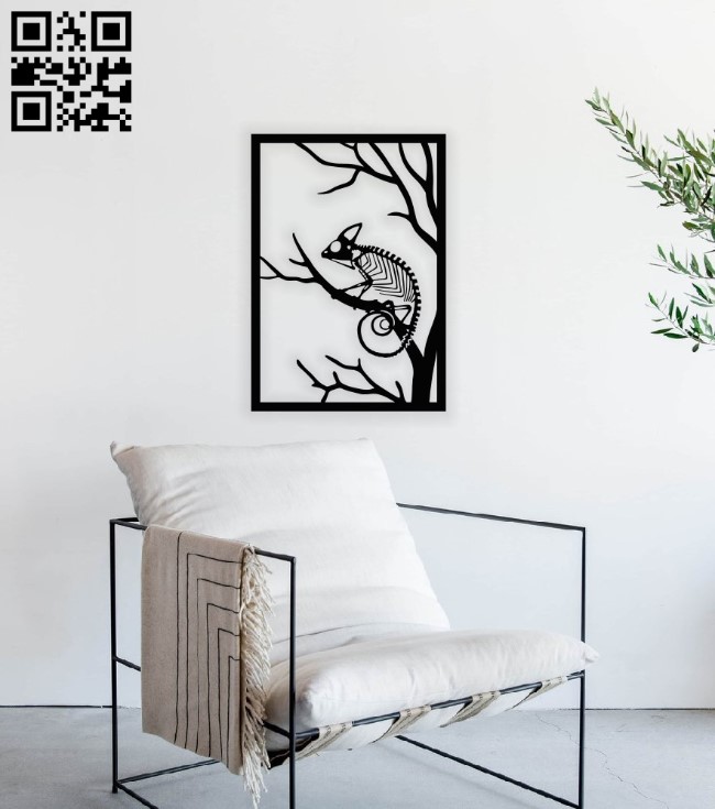 Chameleon skeleton wall decor E0015661 file cdr and dxf free vector download for laser cut plasma