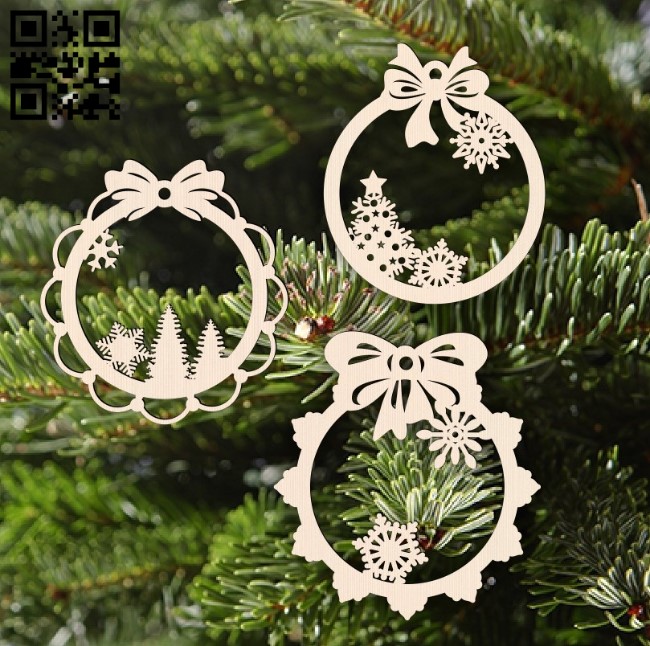 Christmas ball E0015654 file cdr and dxf free vector download for laser cut plasma