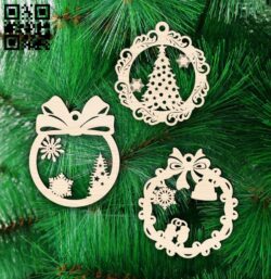 Christmas ball E0015663 file cdr and dxf free vector download for laser cut plasma