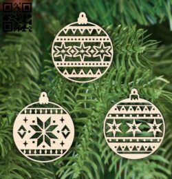 Christmas ball E0015709 file cdr and dxf free vector download for laser cut plasma