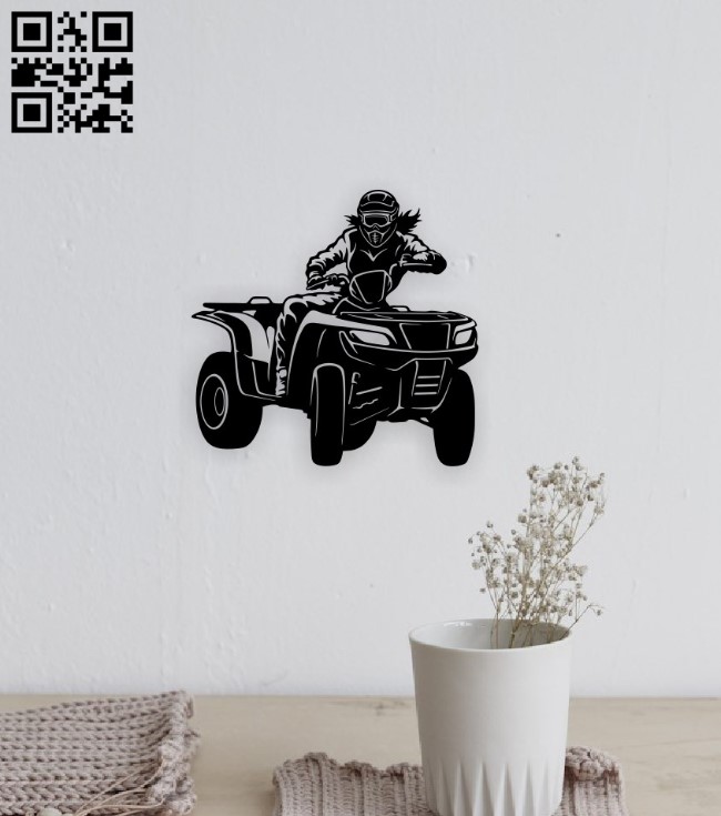 Girl with quad bike wall decor E0015745 file cdr and dxf free vector download for laser cut plasma