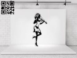 Girl with violin E0015628 file cdr and dxf free vector download for laser cut plasma