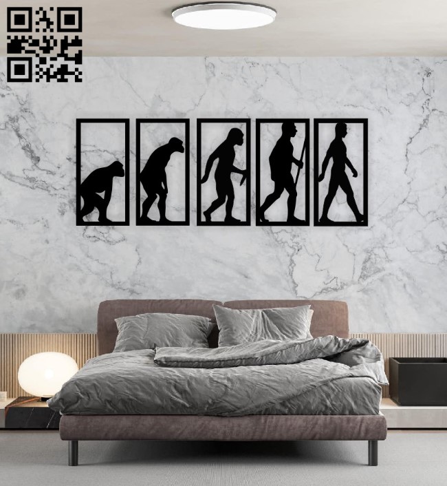 Human evolution wall decor E0015719 file cdr and dxf free vector download for laser cut plasma