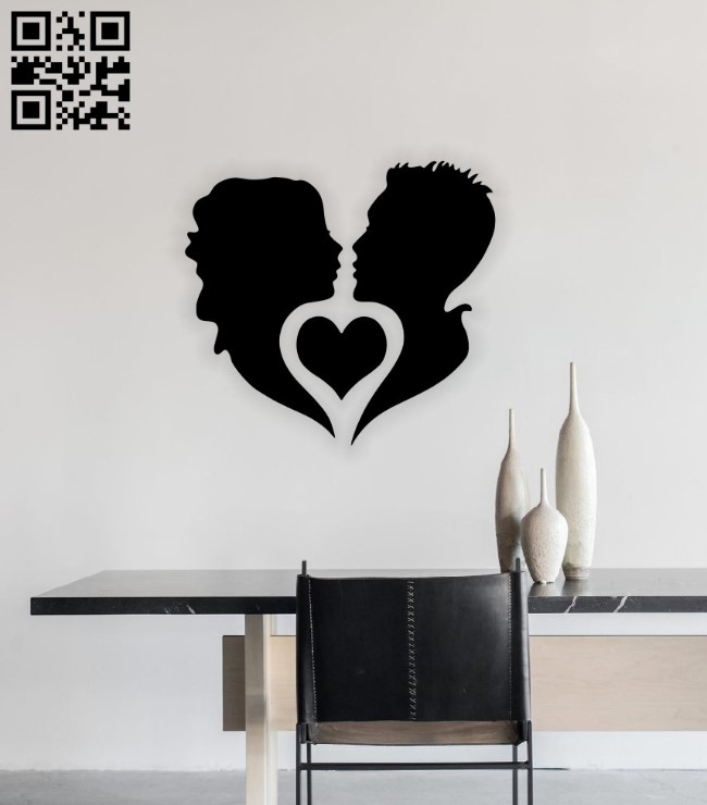 Love couple wall decor E0015665 file cdr and dxf free vector download for laser cut plasma