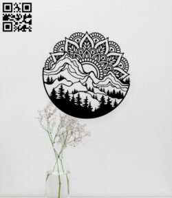 Mountain with mandala E0015656 file cdr and dxf free vector download for laser cut plasma