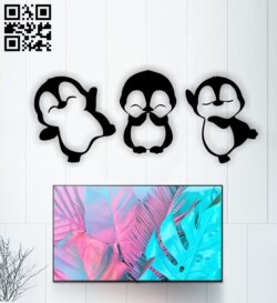 Penguins wall decor E0015698 file cdr and dxf free vector download for laser cut plasma