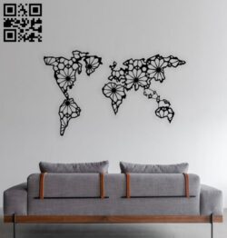 World map wall decor E0015659 file cdr and dxf free vector download for laser cut plasma