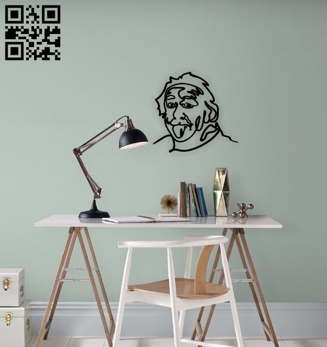 Albert Einstein line art E0015751 file cdr and dxf free vector download for laser cut plasma