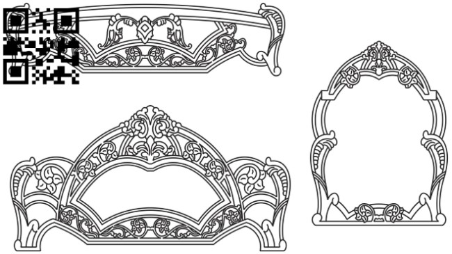 Bed and mirror E0015761 file cdr and dxf free vector download for cnc