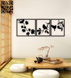 Bird on branch wall decor E0015775 file cdr and dxf free vector download for laser cut plasma